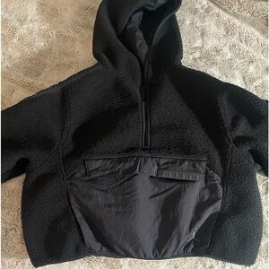 black air jordan crop puffer hoodie